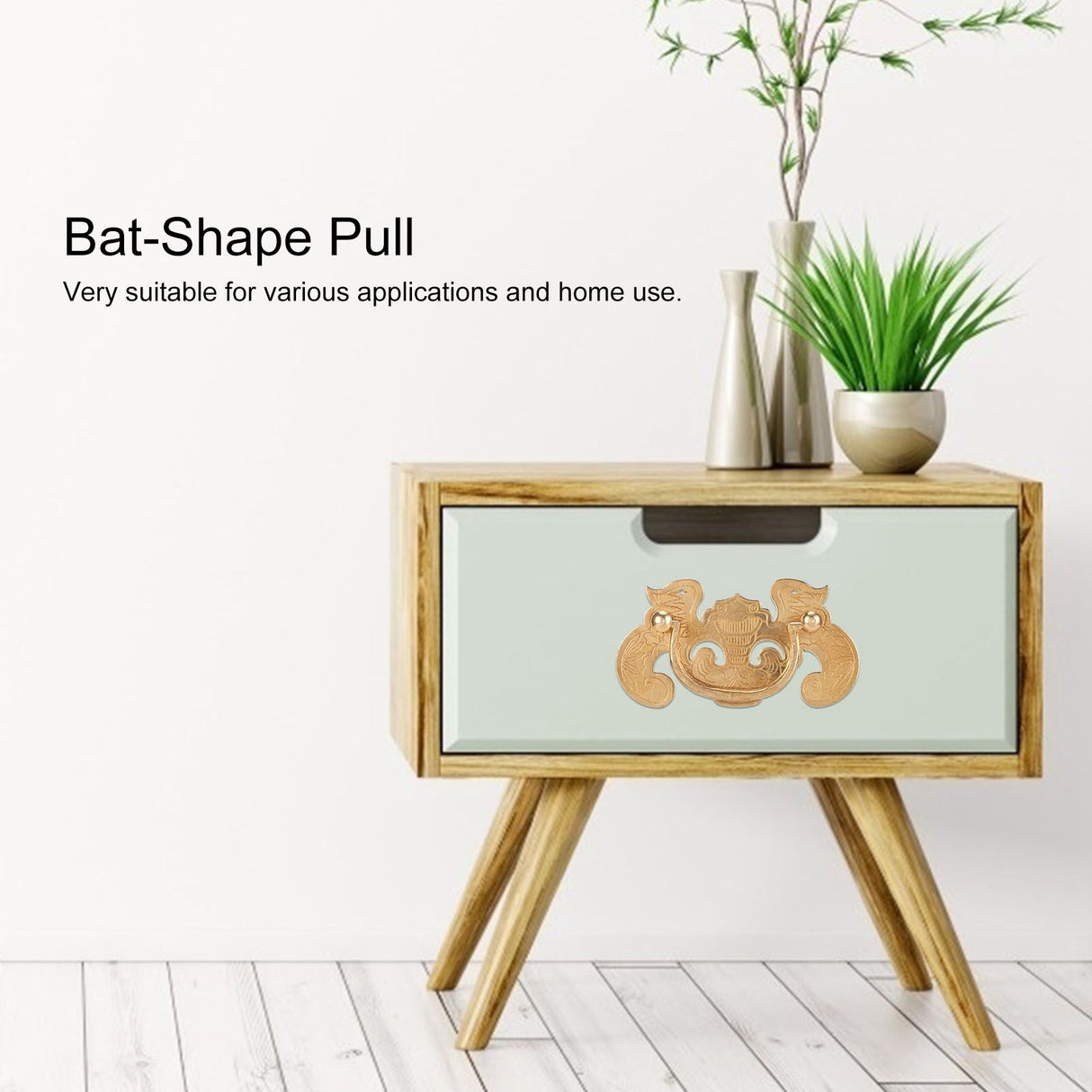 2 Sets Retro Style Handle Bat‑Shape Antique Furniture Hardware Handle for Wooden Cupboard Door