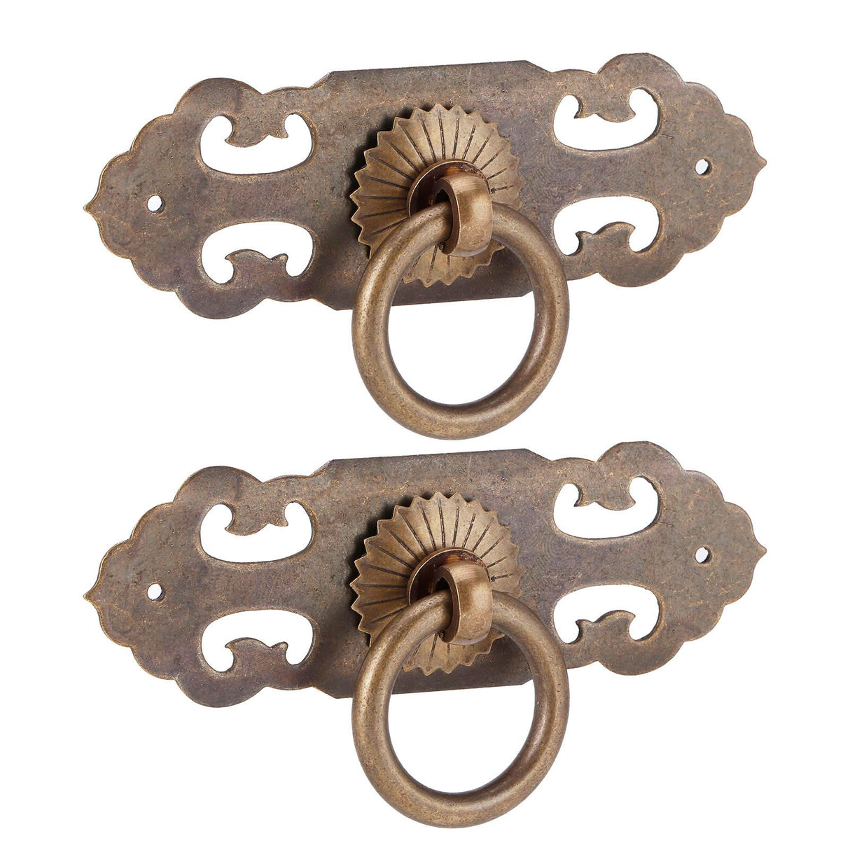 2 Sets 90mm Drawer Horizontal Handle Copper Antique Hollow Cabinet Handle Pull Furniture Parts