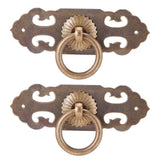 2 Sets 90mm Drawer Horizontal Handle Copper Antique Hollow Cabinet Handle Pull Furniture Parts - Front View