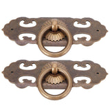 2 Sets 90mm Drawer Horizontal Handle Copper Antique Hollow Cabinet Handle Pull Furniture Parts