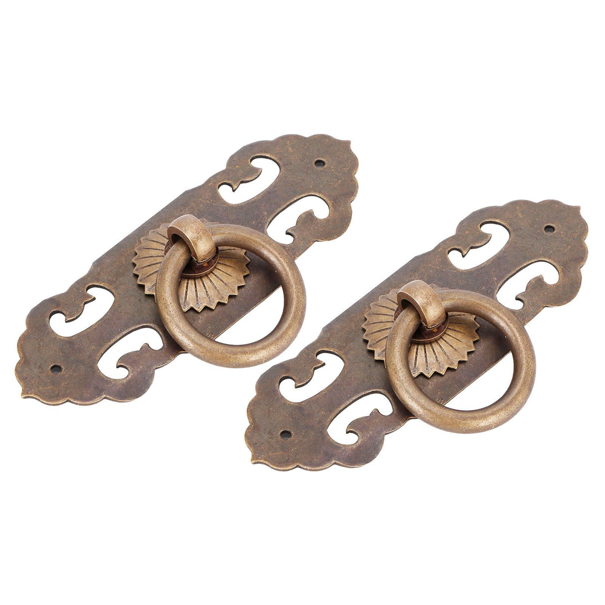 2 Sets 90mm Drawer Horizontal Handle Copper Antique Hollow Cabinet Handle Pull Furniture Parts