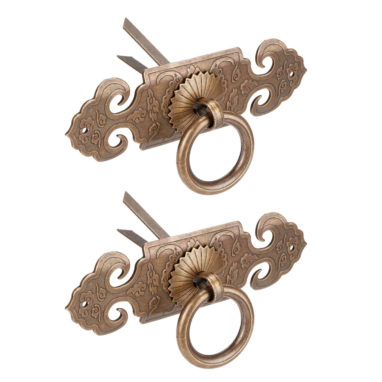 2 Sets Bat‑Shaped Handle Copper Antique Decorative Drawer Door Handle Knob for Shoe Cabinet