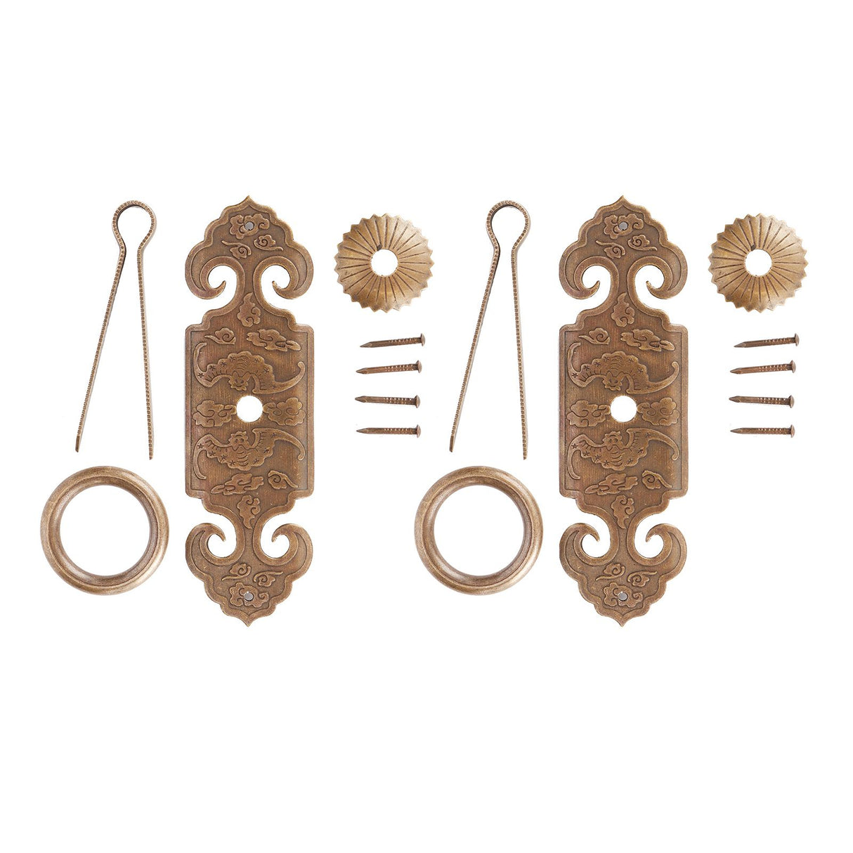 2 Sets Bat‑Shaped Handle Copper Antique Decorative Drawer Door Handle Knob for Shoe Cabinet