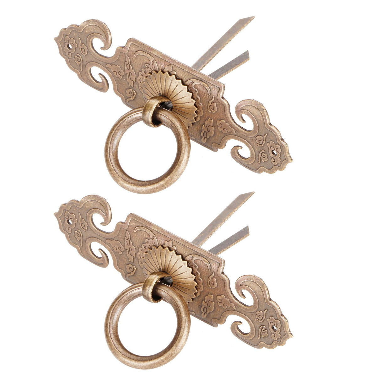 2 Sets Bat‑Shaped Handle Copper Antique Decorative Drawer Door Handle Knob for Shoe Cabinet
