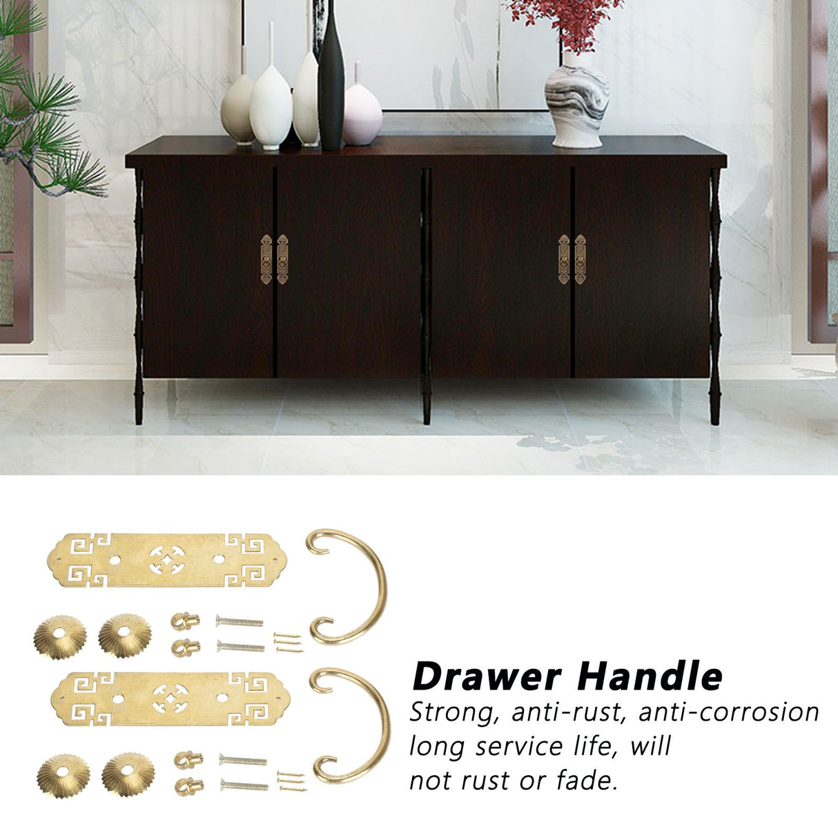 2 Sets Chinese Style Handle Antique Horizontal Drawer Bookstand Wardrobe Cabinet Door Handle