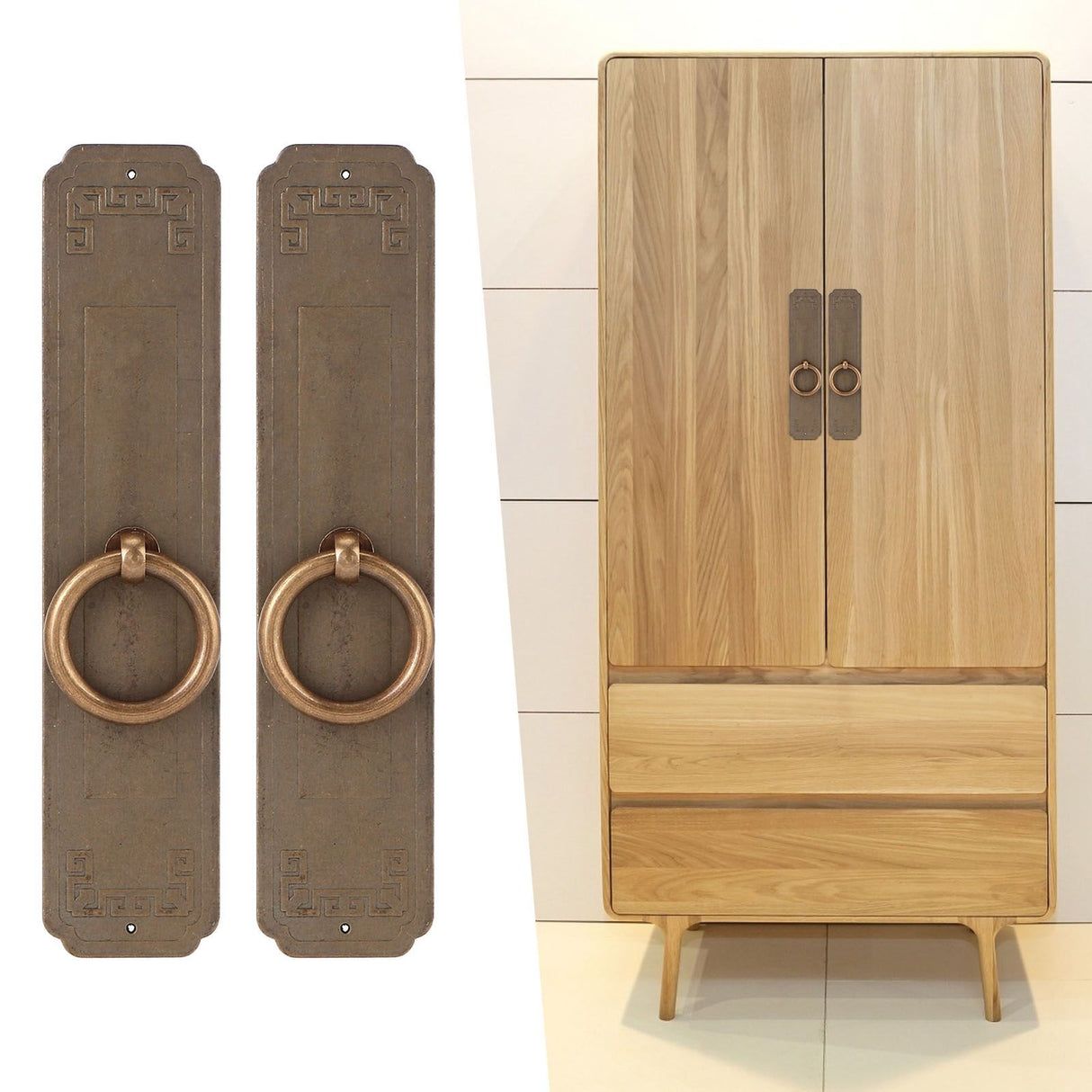 2 Sets Chinese Style Handle Single Hole Door Pull Knobs for Kitchen Cabinet Furniture Hardware16cm