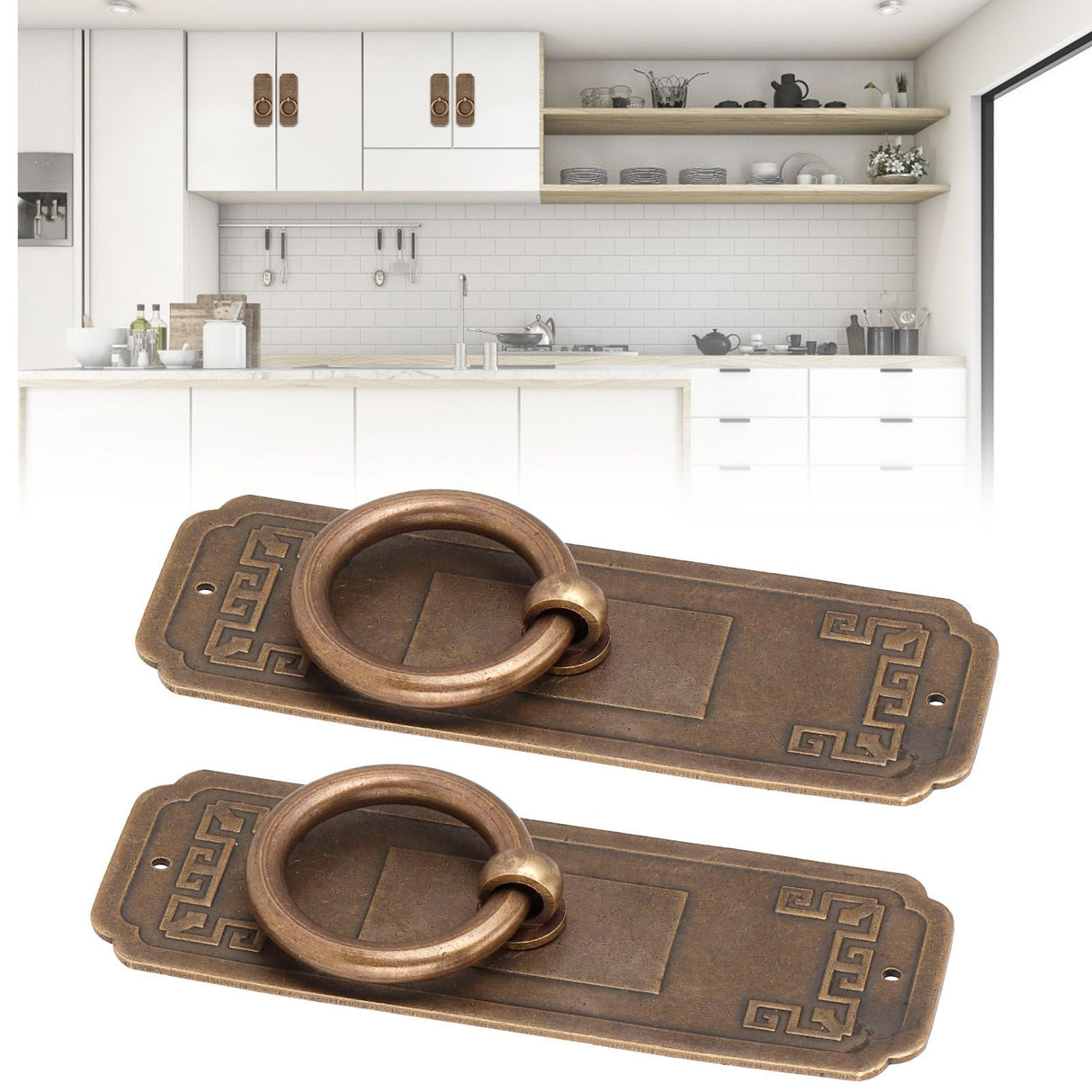 2 Sets Chinese Style Handle Single Hole Door Pull Knobs for Kitchen Cabinet Furniture Hardware10cm