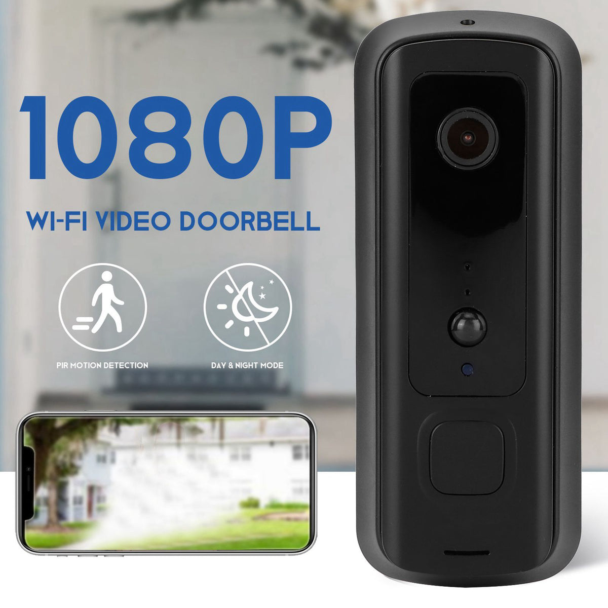 WiFi Smart Doorbell Wireless Video Intercom Home Security System 1080P PIR Motion Detection