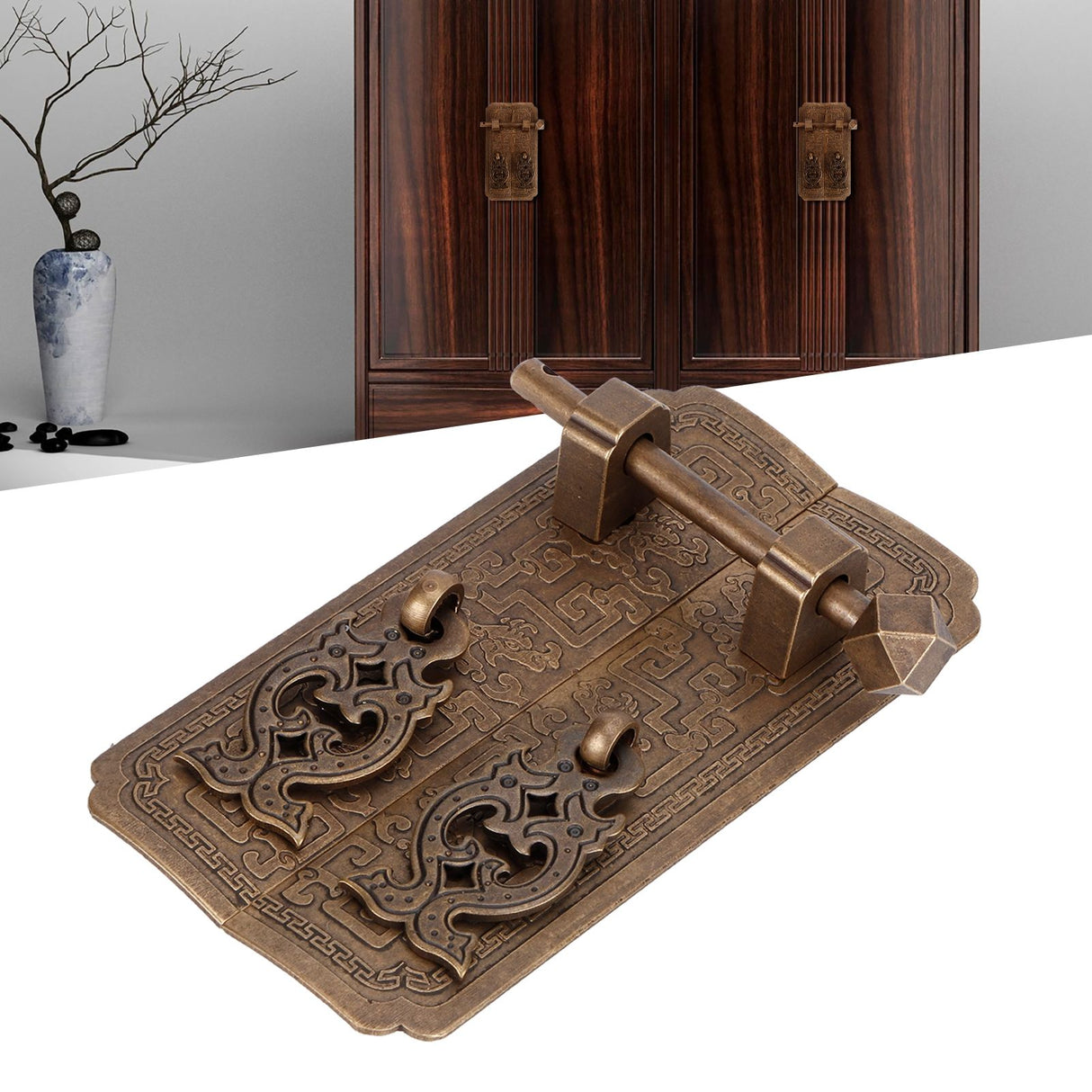 Door Handle Set Chinese Style Antique Copper Pull Handles Cabinet Wardrobe Accessory