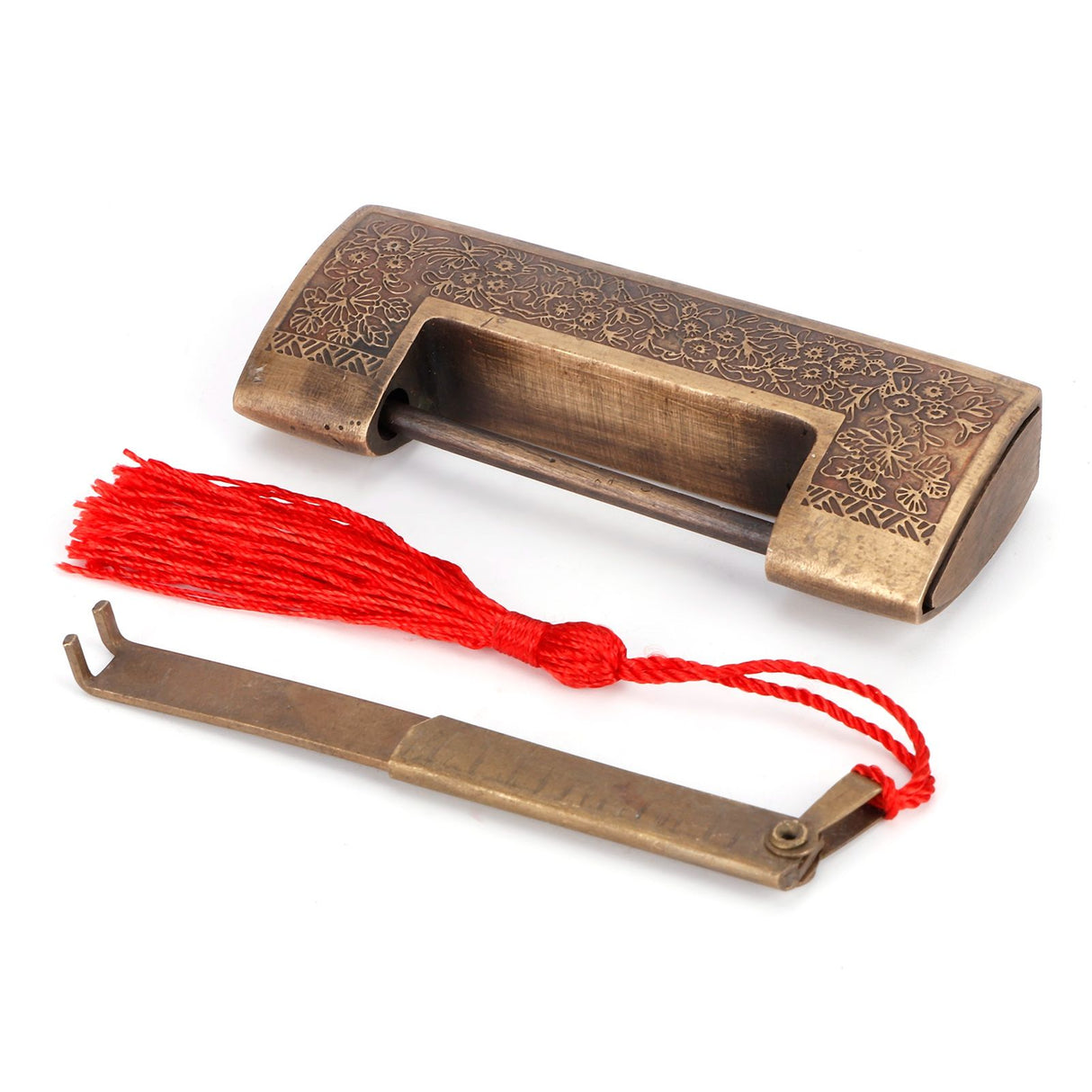 Antique Copper Lock Chinese Old Style Delicate Carved Padlock for Jewelry Box Wedding Gifts5cm Spacing
