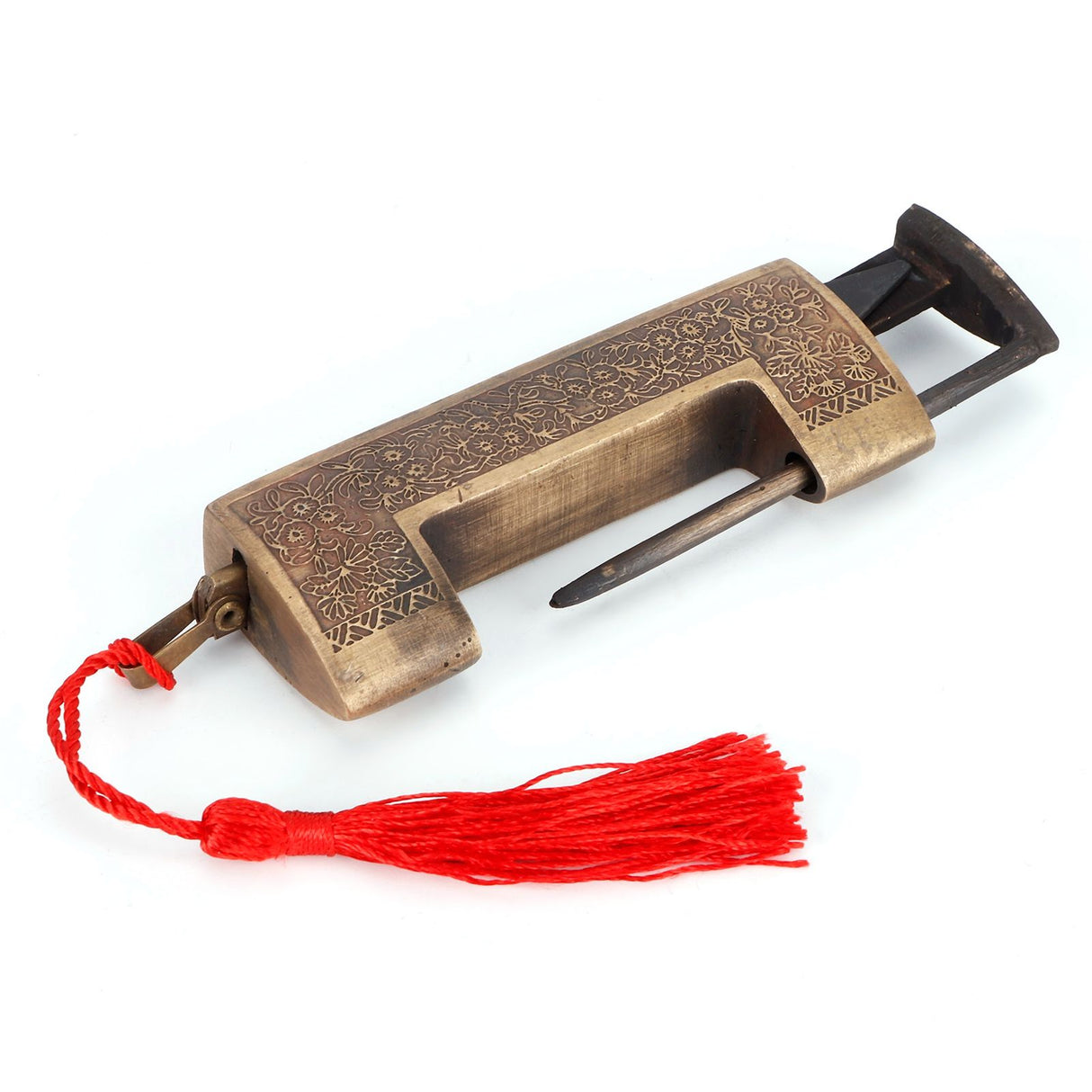 Antique Copper Lock Chinese Old Style Delicate Carved Padlock for Jewelry Box Wedding Gifts5cm Spacing