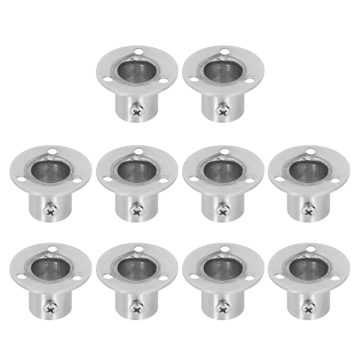 10Set Flanged Holder Base Thicken Stainless Steel Closet Rod Tube Bracket HardwaresΦ19