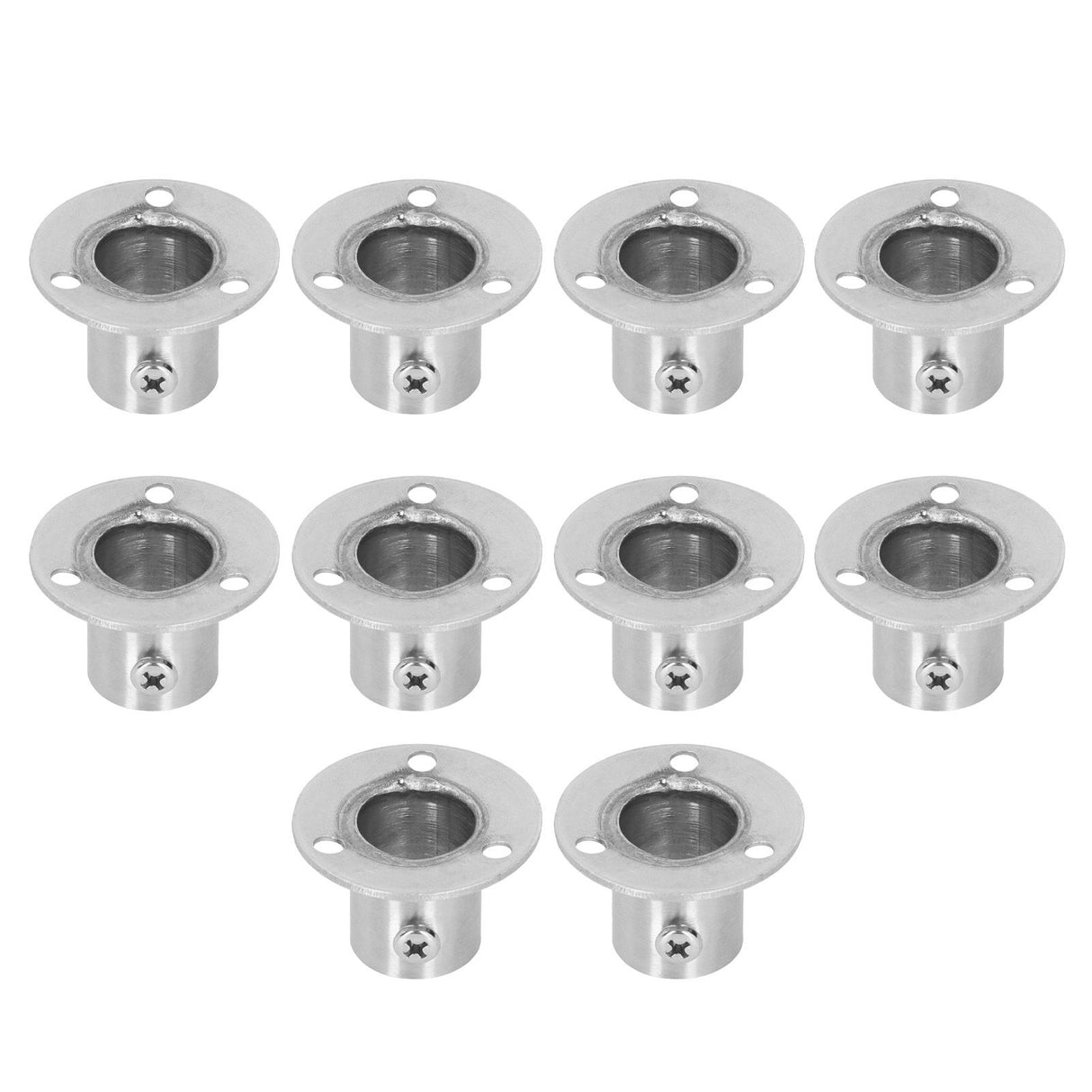 10Set Flanged Holder Base Thicken Stainless Steel Closet Rod Tube Bracket HardwaresΦ19