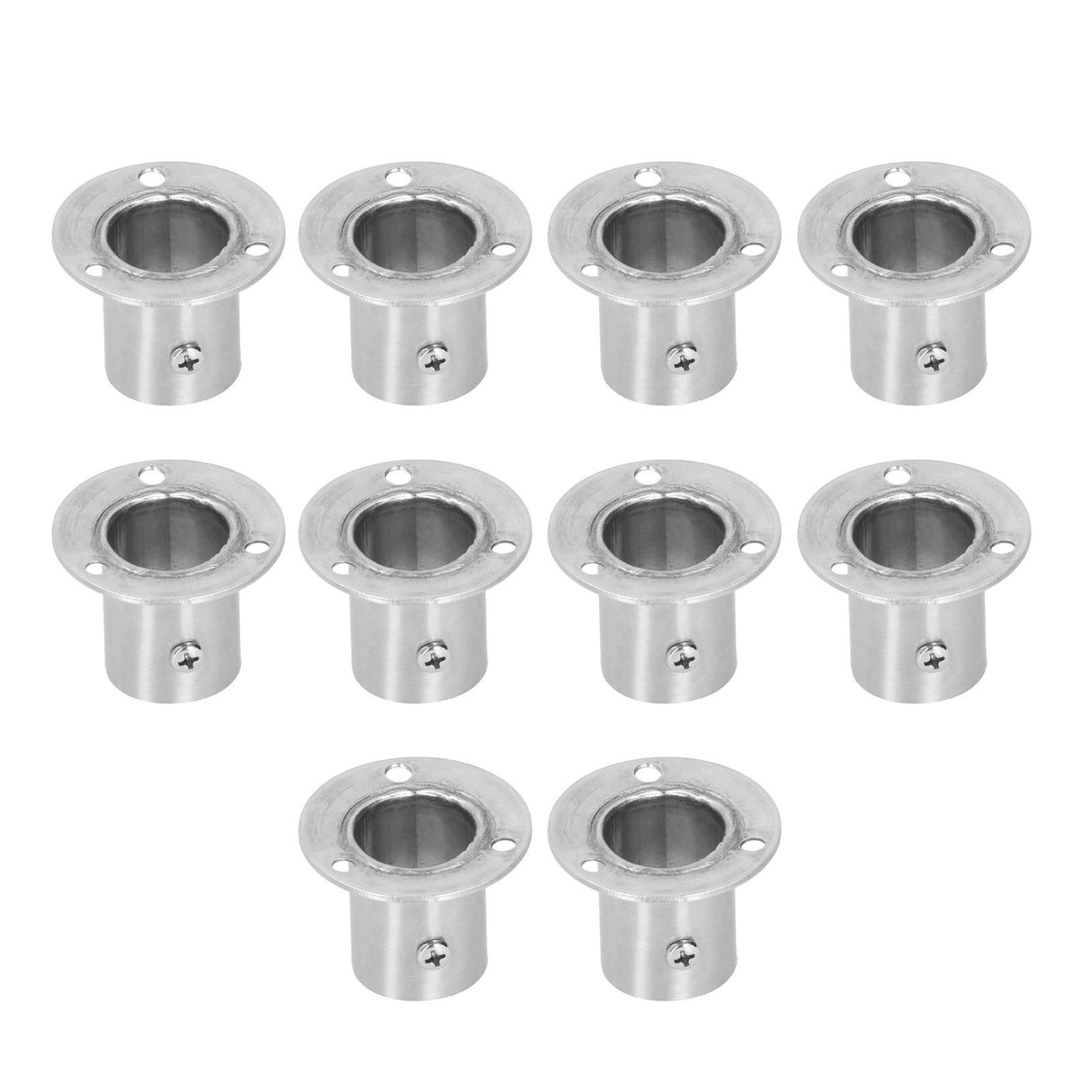 10Set Flanged Holder Base Thicken Stainless Steel Closet Rod Tube Bracket HardwaresΦ25