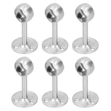 6Pcs Flanged Socket Stainless Steel Curtain Rod Brackets Wardrobe Pole Holder Hardware Fitting(22 AllPass ) - Front View