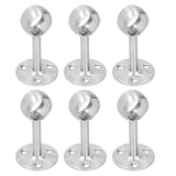 6Pcs Flanged Socket Stainless Steel Curtain Rod Brackets Wardrobe Pole Holder Hardware Fitting(22 AllPass )