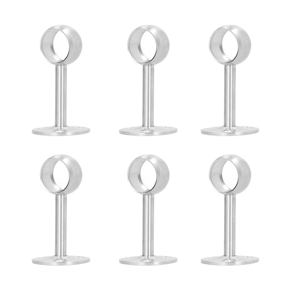 6Pcs Flanged Socket Stainless Steel Curtain Rod Brackets Wardrobe Pole Holder Hardware Fitting(22 AllPass )