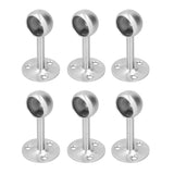 6Pcs Flanged Socket Stainless Steel Curtain Rod Brackets Wardrobe Pole Holder Hardware Fitting22 Half Pass - Side View