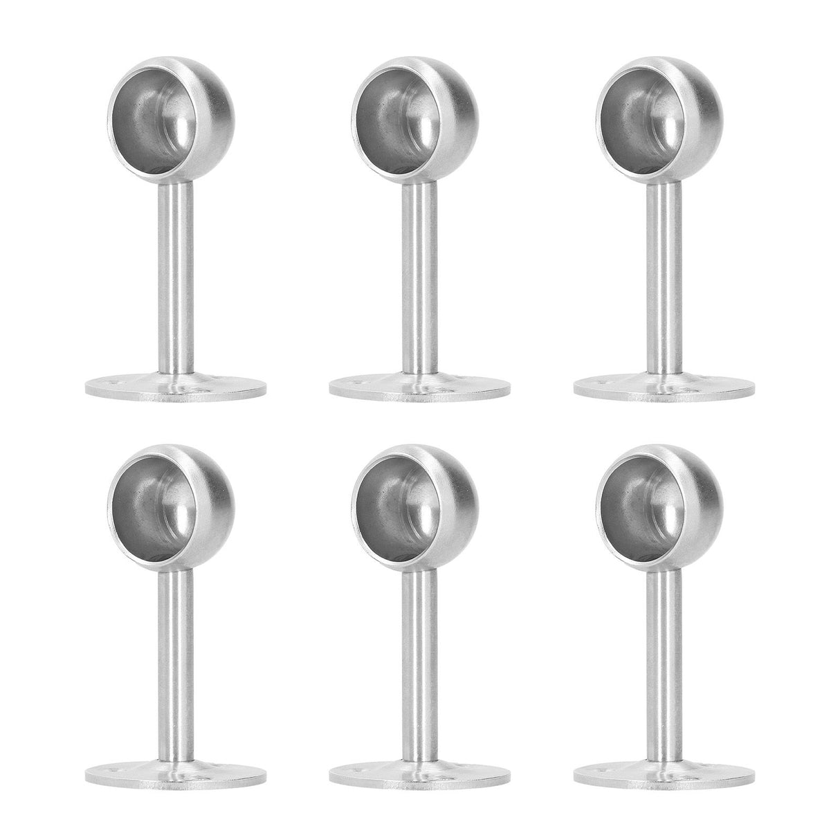 6Pcs Flanged Socket Stainless Steel Curtain Rod Brackets Wardrobe Pole Holder Hardware Fitting22 Half Pass