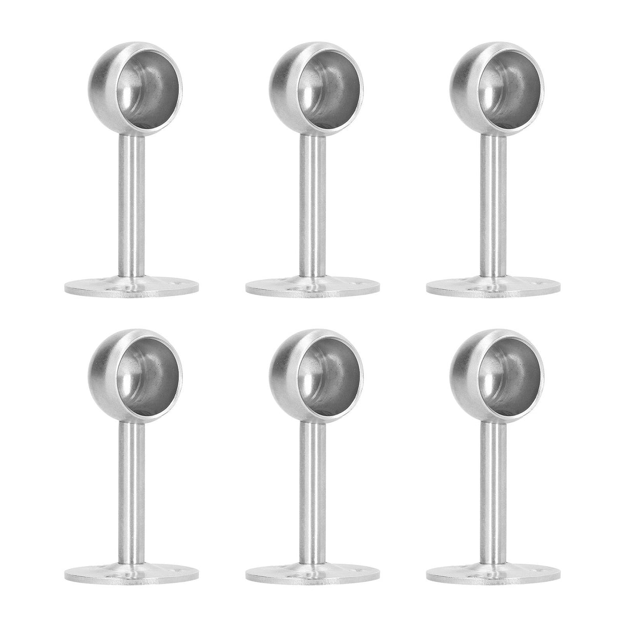 6Pcs Flanged Socket Stainless Steel Curtain Rod Brackets Wardrobe Pole Holder Hardware Fitting22 Half Pass