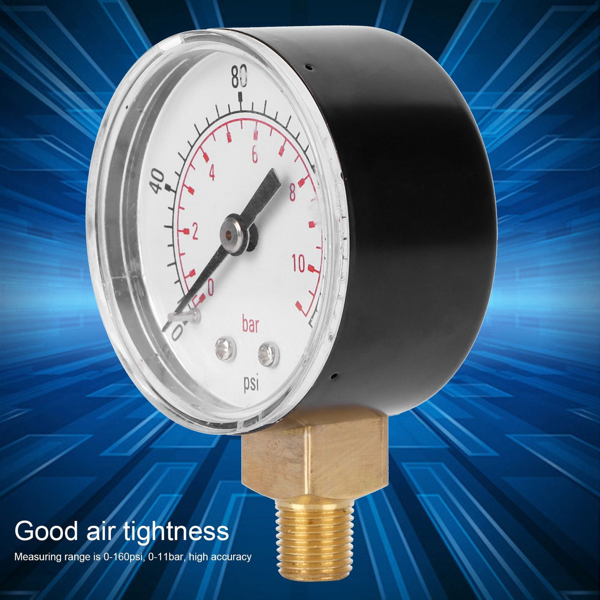 0-160psi 0-11bar Vacuum Pressure Gauge Manometer with Dual Scale for Water Oil Gas Liquid