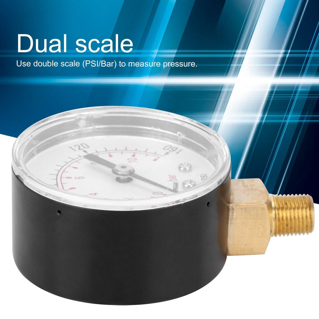 0-160psi 0-11bar Vacuum Pressure Gauge Manometer with Dual Scale for Water Oil Gas Liquid