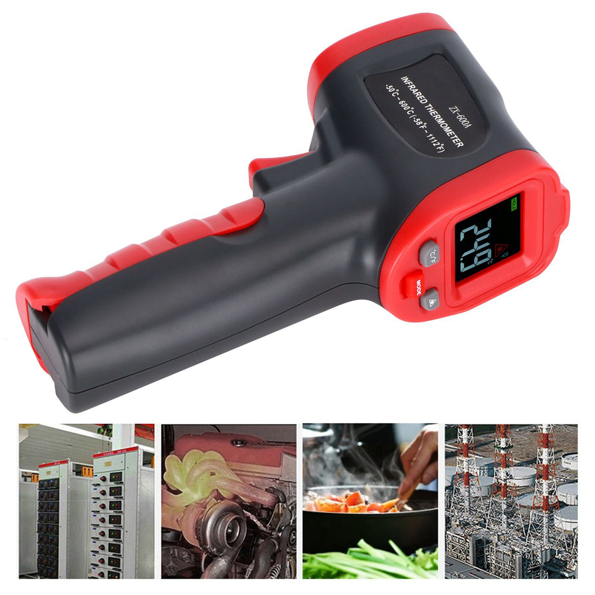 Infrared Thermometer Portable LCD Temperature Meter Gauge Measuring Tool ‑50‑600℃/‑58‑1112℉