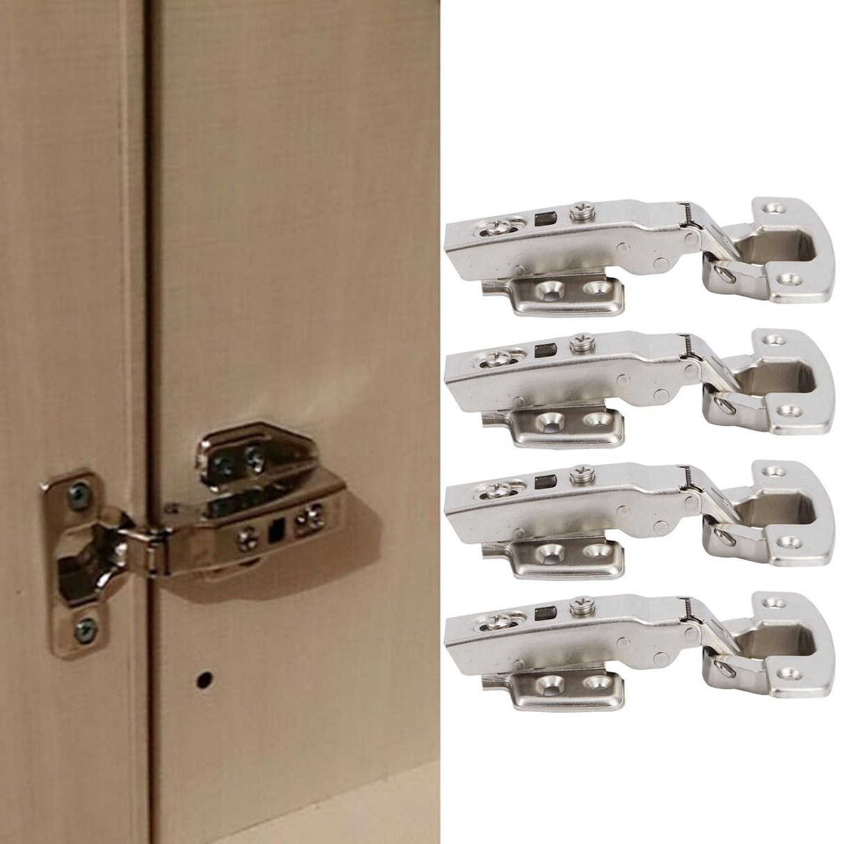4Sets Hinges for Cabinet Kitchen W/Damping Buffer Door Bisagra Cold Rolled Steel HardwareStraight Arm 11.5 x 7 x 2.5cm