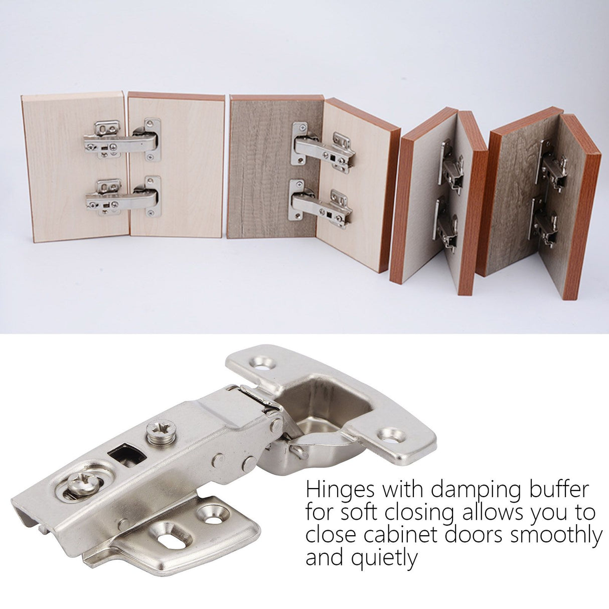 4Sets Hinges for Cabinet Kitchen W/Damping Buffer Door Bisagra Cold Rolled Steel HardwareStraight Arm 11.5 x 7 x 2.5cm