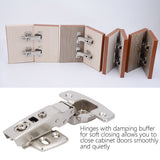 4Sets Hinges for Cabinet Kitchen W/Damping Buffer Door Bisagra Cold Rolled Steel HardwareStraight Arm 11.5 x 7 x 2.5cm