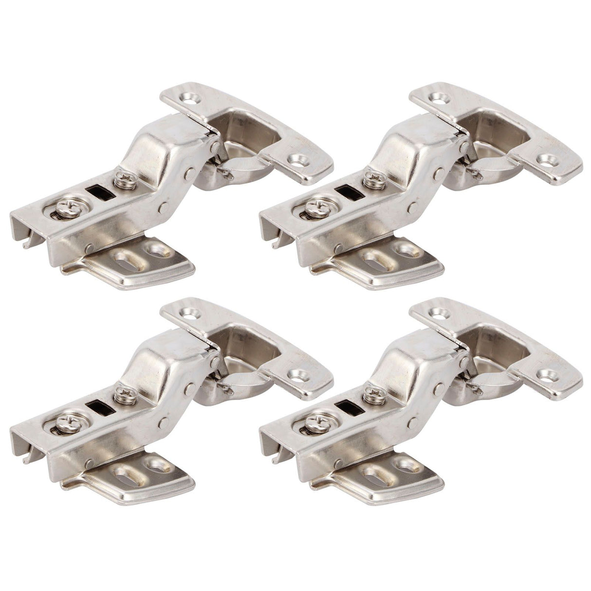 4Sets Hinges for Cabinet Kitchen W/Damping Buffer Door Bisagra Cold Rolled Steel HardwareBent Arm 11.3 x 7.2 x 3.6cm