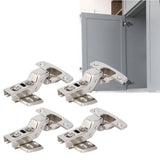 4Sets Hinges for Cabinet Kitchen W/Damping Buffer Door Bisagra Cold Rolled Steel HardwareBent Arm 11.3 x 7.2 x 3.6cm