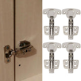 4Sets Hinges for Cabinet Kitchen W/Damping Buffer Door Bisagra Cold Rolled Steel HardwareBent Arm 11.3 x 7.2 x 3.6cm
