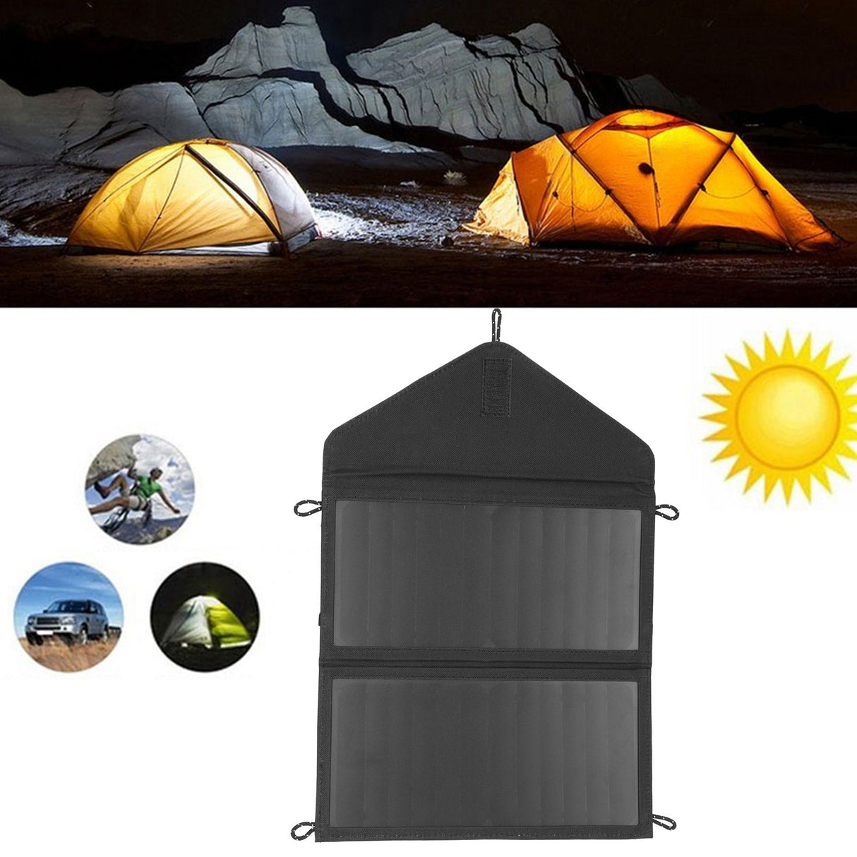 20W Foldable Solar Panel Bag USB Portable Emergency Solar Charging Bag Photovoltaic Power Bag