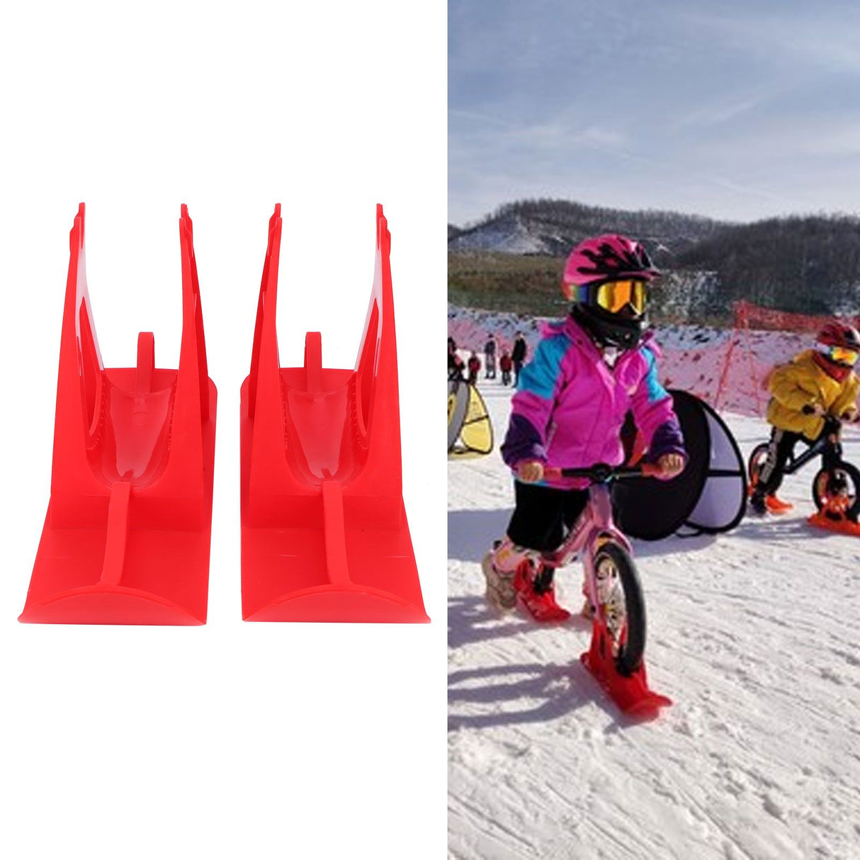 Children's Balanced Car Skis Kids Snowboard Sledge Balanced Scooter Board Ski PartsRed