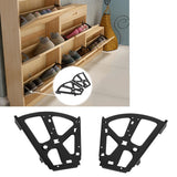 Shoes Cabinet Hinge 2-Layer Flip Turning Rack Cold Rolled Steel Furniture Accessory Black - Extra Image