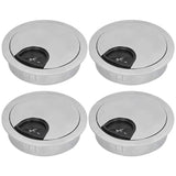 4 Set Desk Cable Wire Grommet PC Computer Desk Cord Grommet Cable Hole Cover Organizers53 Brushed - Front View