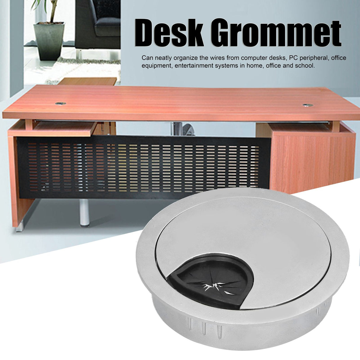 4 Set Desk Cable Wire Grommet PC Computer Desk Cord Grommet Cable Hole Cover Organizers53 Brushed