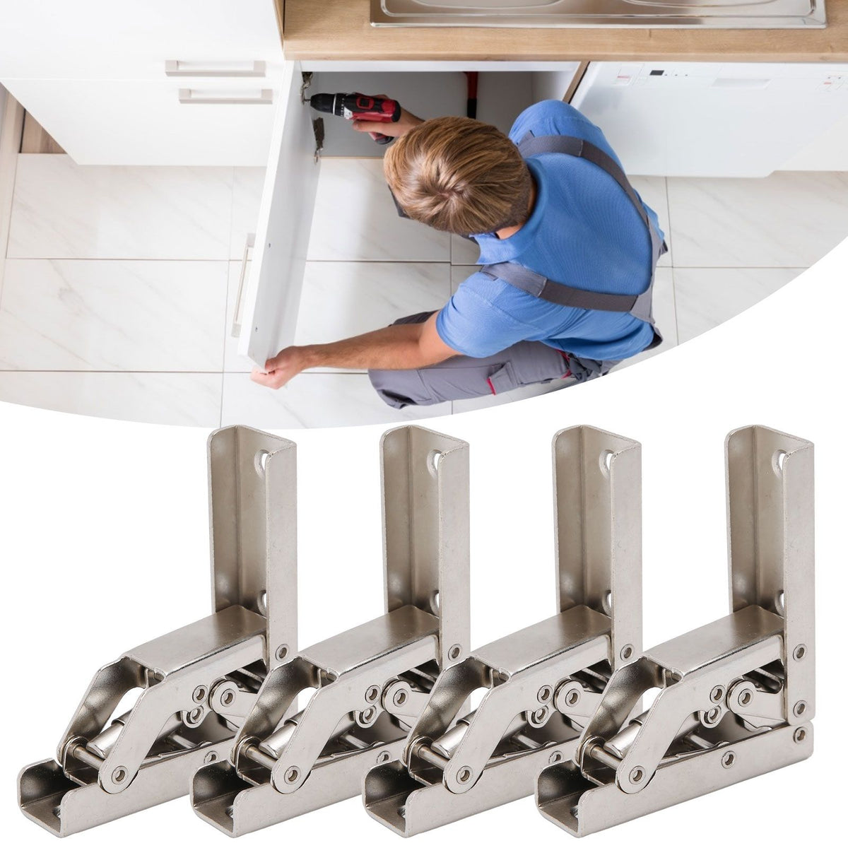 4 Sets Cabinet Hinges Bridge Shaped Cupboard Door Hinges Furniture Hardware Supplies