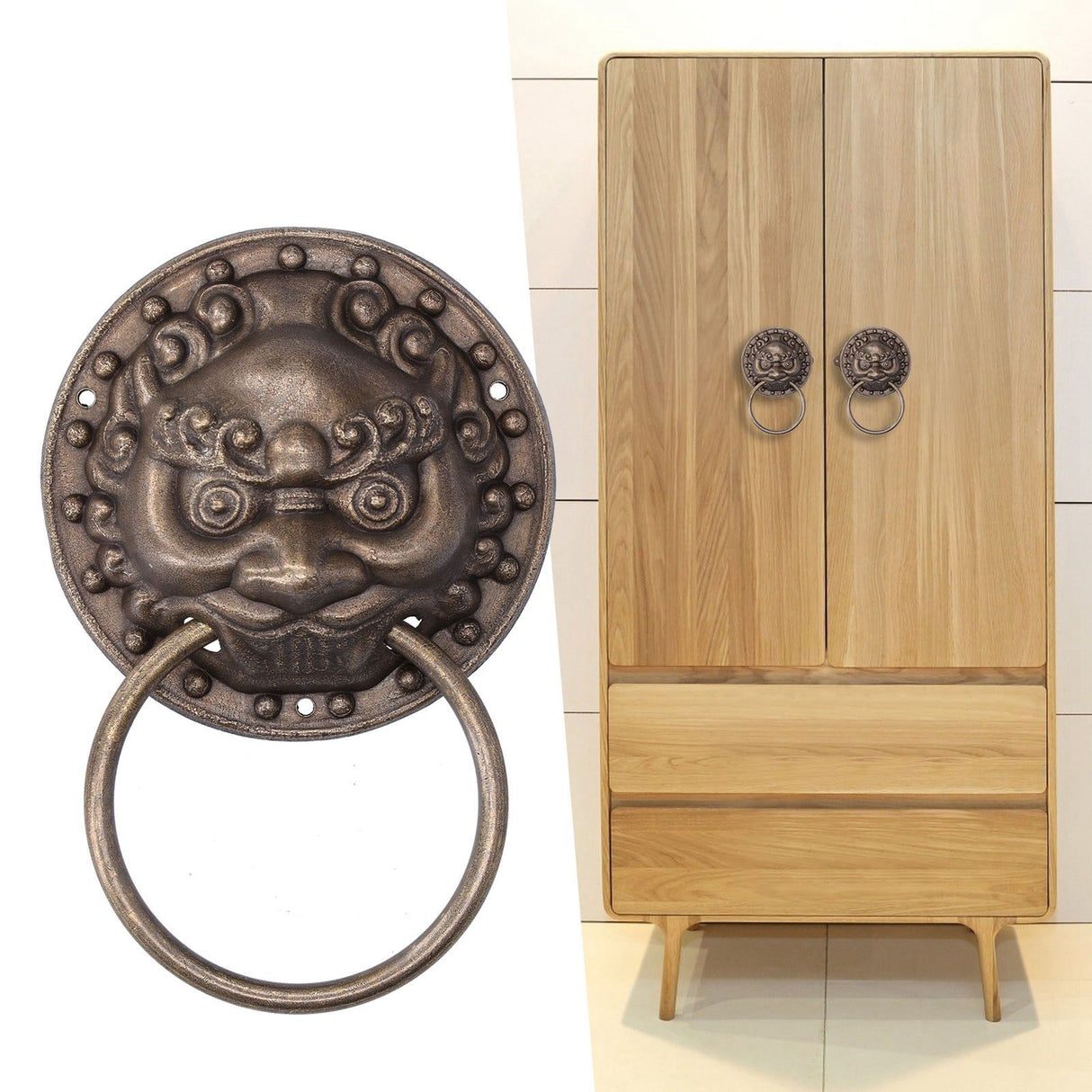 Antique Door Knockers Lion Head Brass Door Pull Retro Door Handle Home Decoration