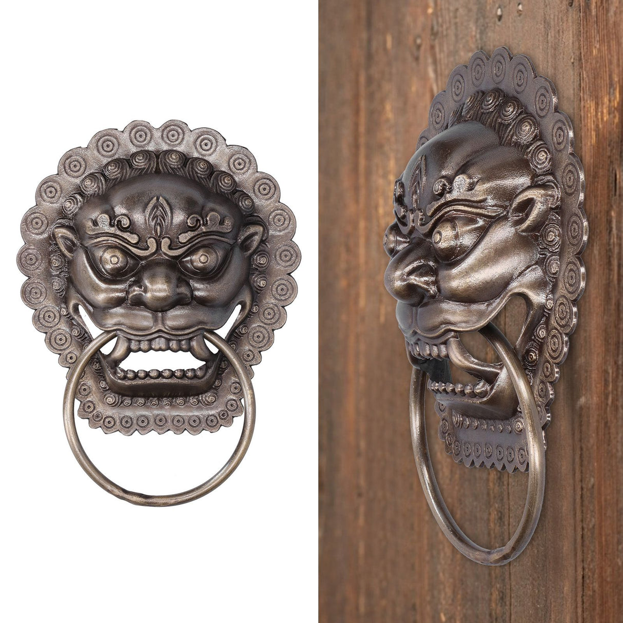 Chinese Style Door Knocker Antique Animal Head Door Ring Wooden Door Pull Ring Replacement Parts