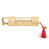 Brass Lock with Key 6.5cm Antique Chinese Style Carved Padlock for Jewelry Box Cabinet - Front View