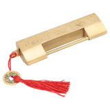 Brass Lock with Key 6.5cm Antique Chinese Style Carved Padlock for Jewelry Box Cabinet - Rear View