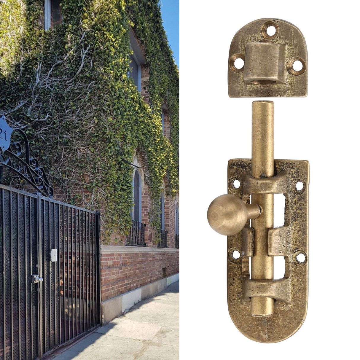 Vintage Brass Door Latch Antique Door Window Bolts Buckle Sliding Lock Hardware Fittings