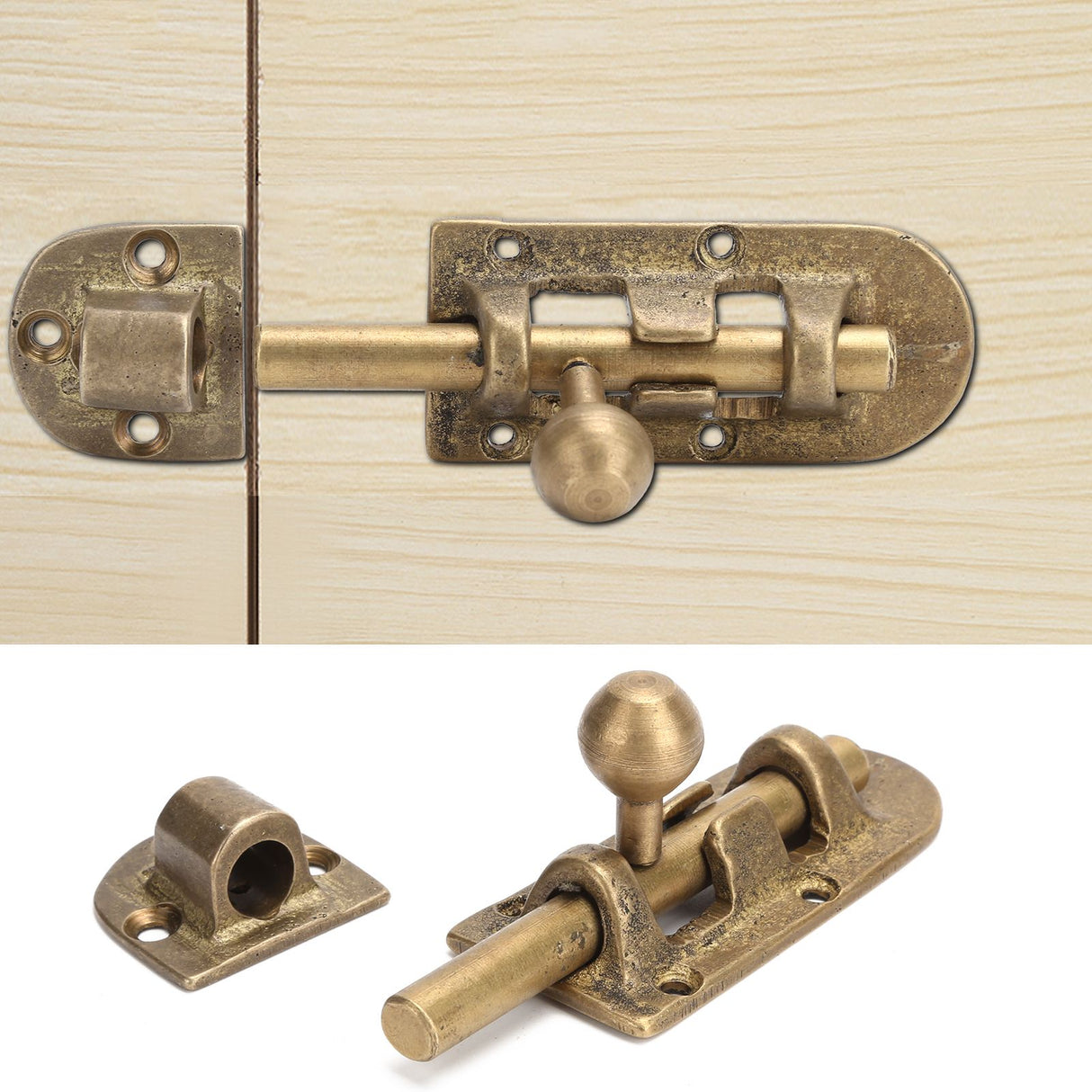 Vintage Brass Door Latch Antique Door Window Bolts Buckle Sliding Lock Hardware Fittings