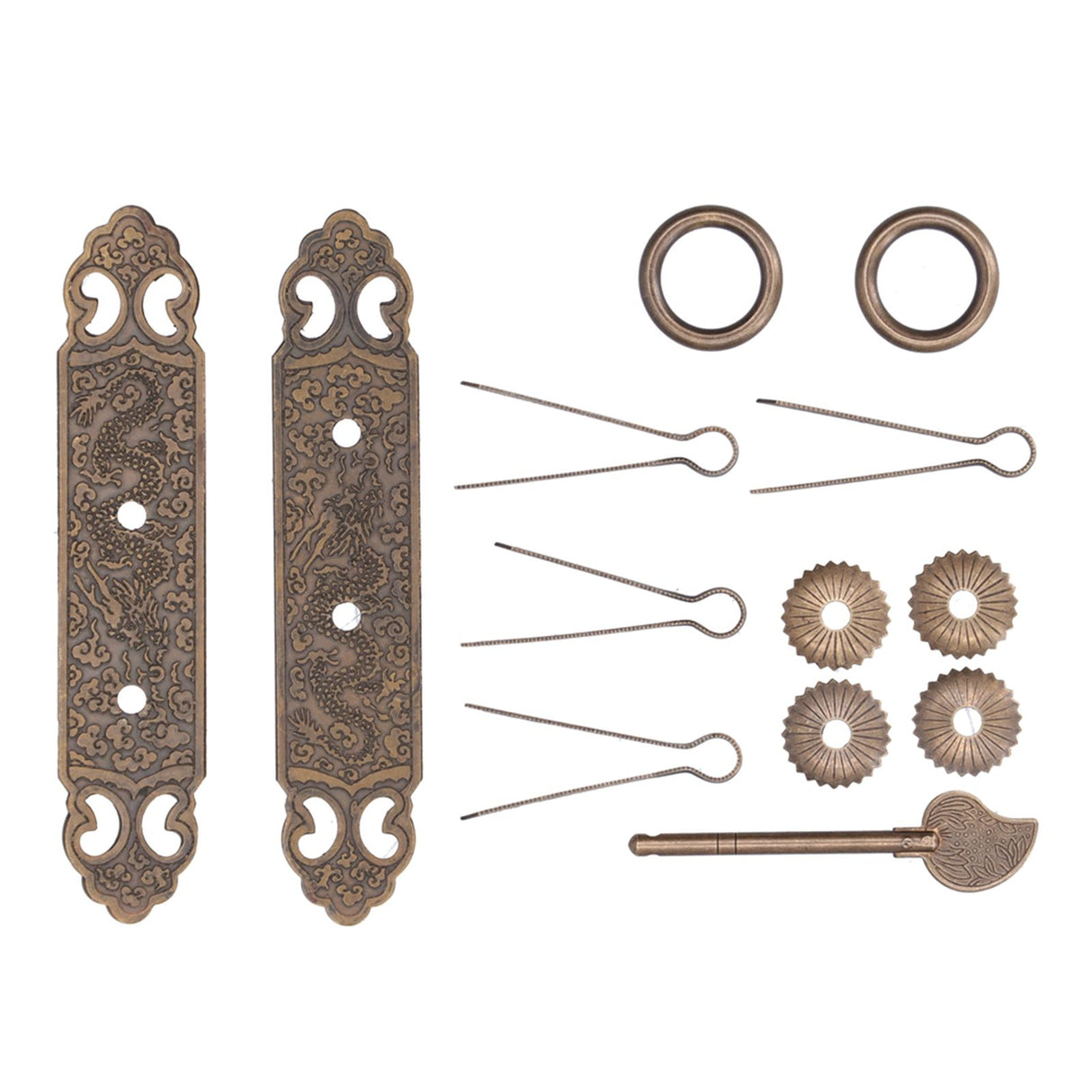 Door Handle Antique Brass Exquisite Pattern Straight Bar Handle Accessories for Cabinet Wardrobe
