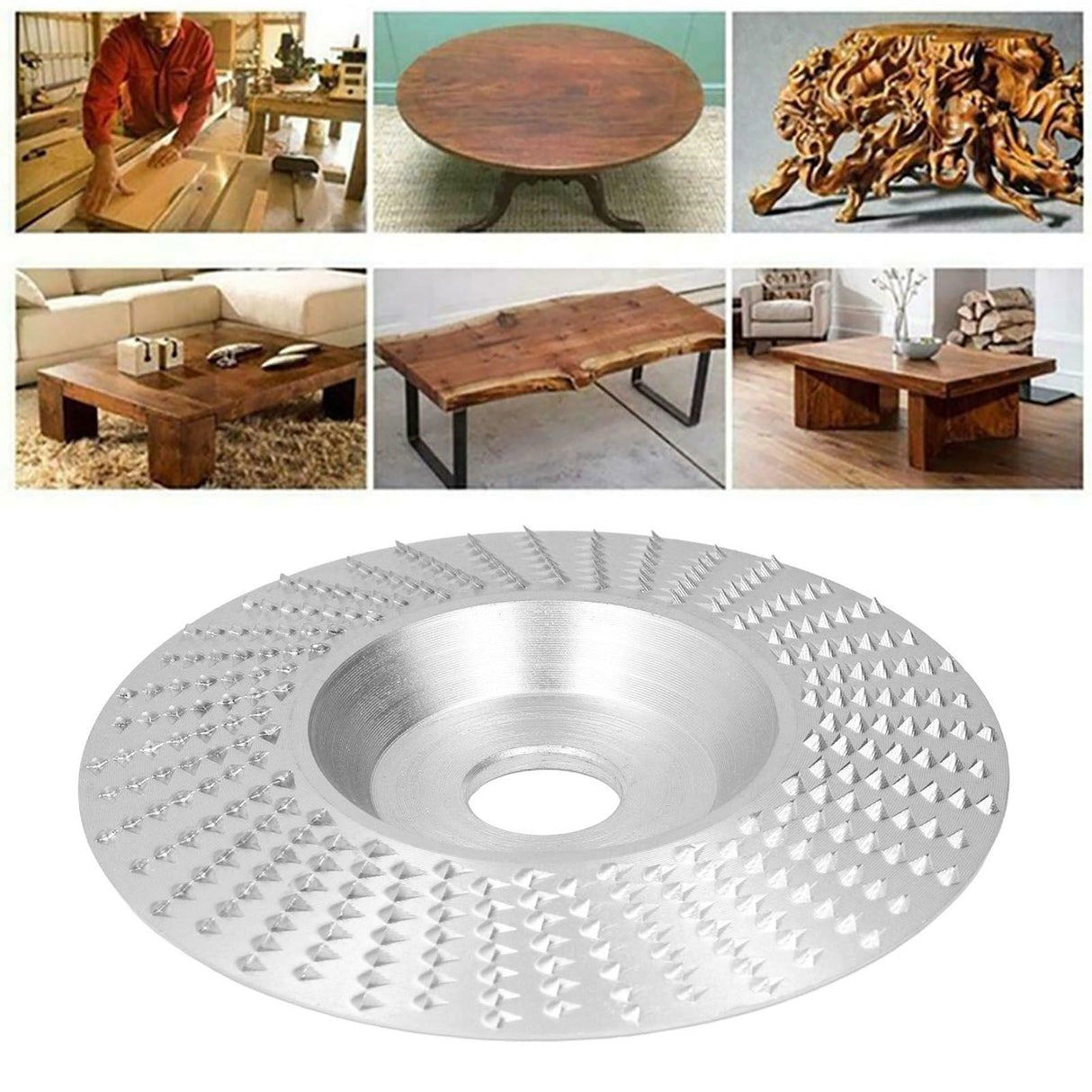 Grinding Shaping Disc Tungsten Carbide 100mm OD 16mm Hole Dia for Angle Grinder WoodworkingSilver