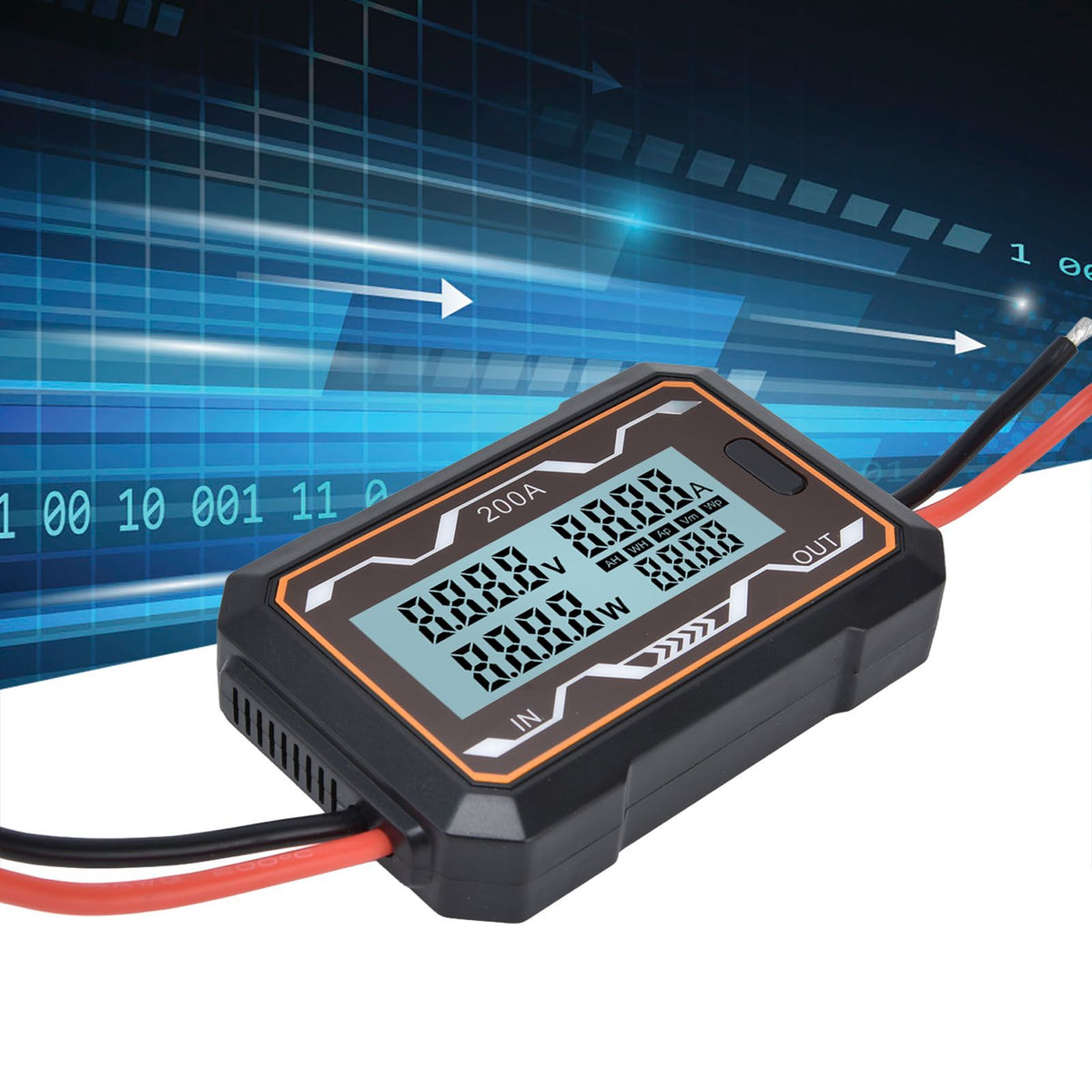 DC Power Meter Backlight Setting Large Screen Display Multifunctional Power Tester for Solar Energy Systems 0 to 60V200A