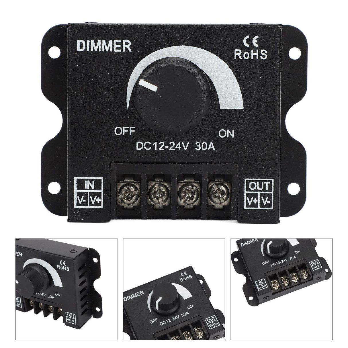 LED Dimmer Single Channel Stepless Dimming Excellent Heat Dissipation LED Light Strip Dimmer DC 12‑24V