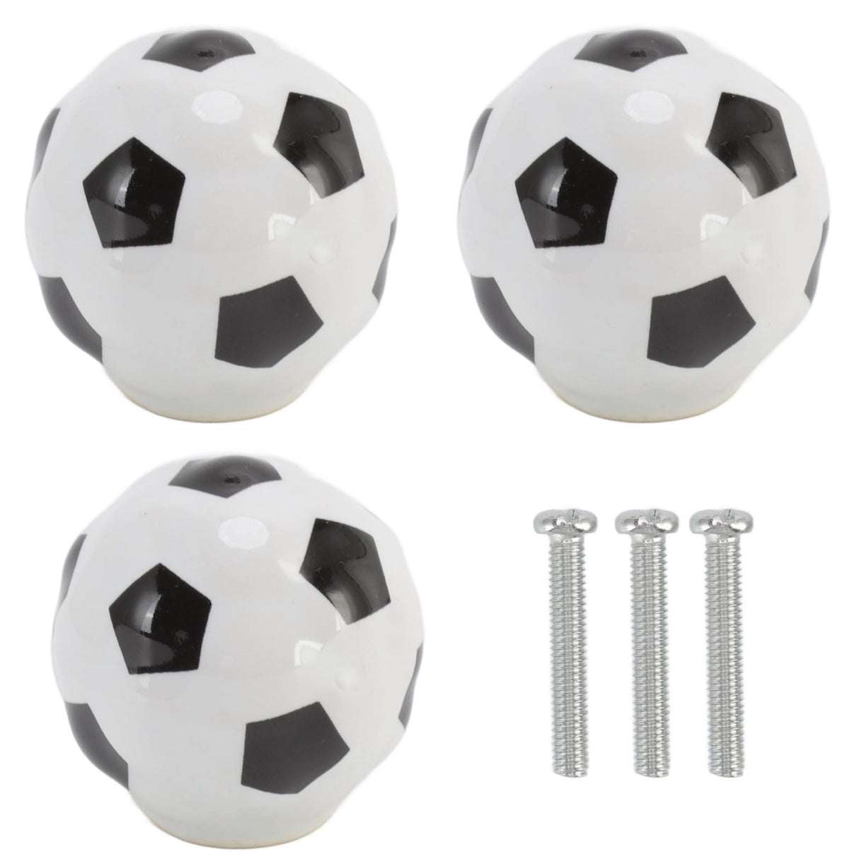 3 Set Football Cabinet Knobs Ball Sports Theme Single Hole Drawer Ceramic Handle Pulls for Cupboard Wardrobe